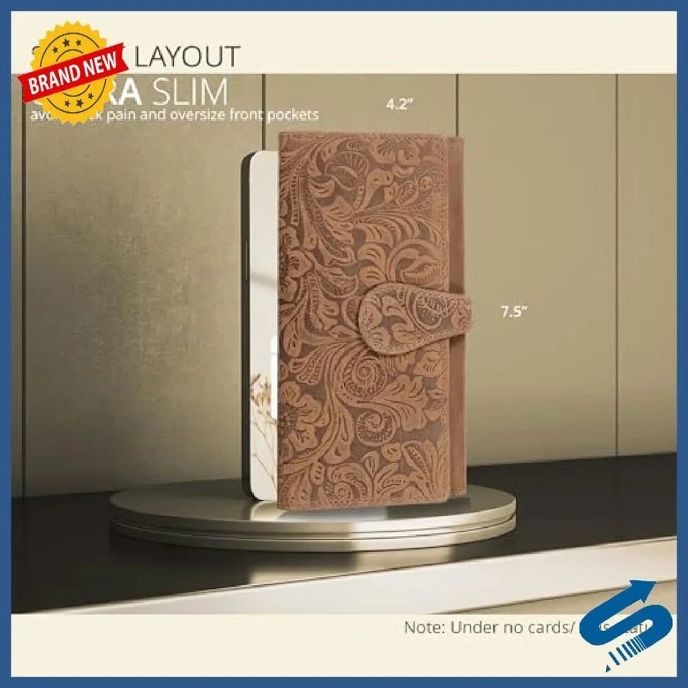 Genuine Leather RFID Blocking Trifold Wallet with ID Window - Picture 4 of 8